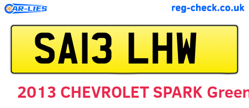 SA13LHW are the vehicle registration plates.
