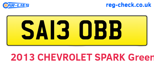 SA13OBB are the vehicle registration plates.