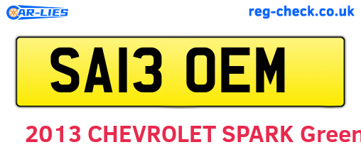 SA13OEM are the vehicle registration plates.