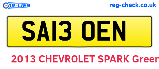 SA13OEN are the vehicle registration plates.