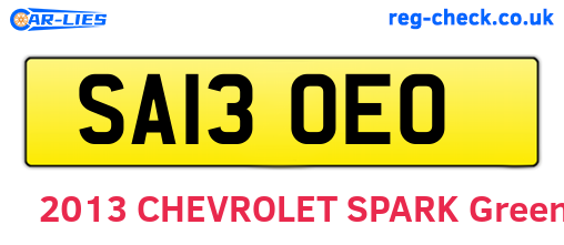 SA13OEO are the vehicle registration plates.