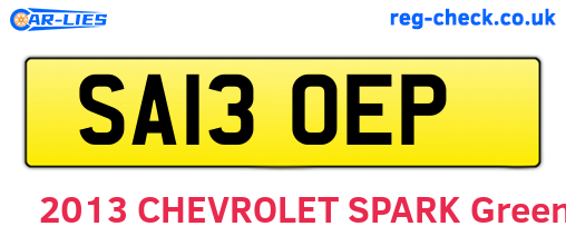 SA13OEP are the vehicle registration plates.