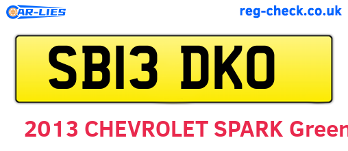 SB13DKO are the vehicle registration plates.