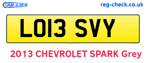 LO13SVY are the vehicle registration plates.