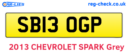 SB13OGP are the vehicle registration plates.
