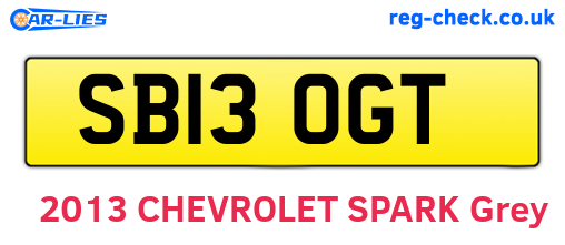 SB13OGT are the vehicle registration plates.