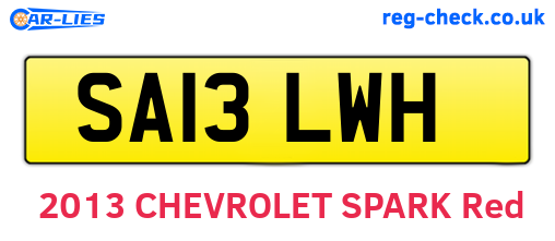 SA13LWH are the vehicle registration plates.