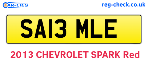 SA13MLE are the vehicle registration plates.