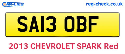 SA13OBF are the vehicle registration plates.