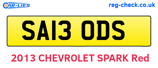 SA13ODS are the vehicle registration plates.