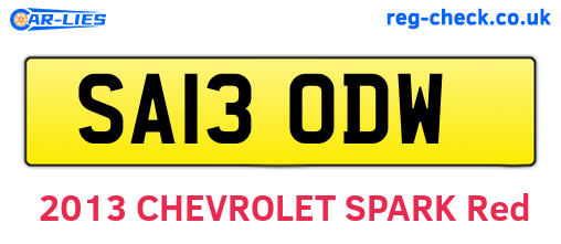 SA13ODW are the vehicle registration plates.
