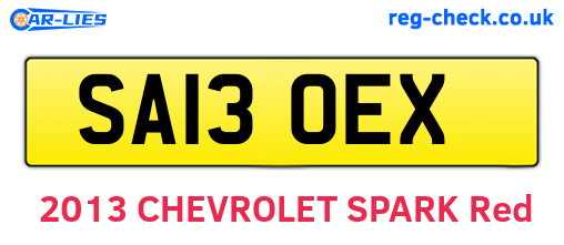 SA13OEX are the vehicle registration plates.