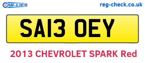 SA13OEY are the vehicle registration plates.