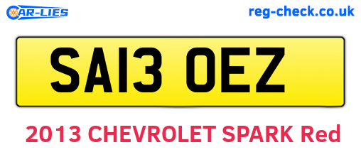 SA13OEZ are the vehicle registration plates.