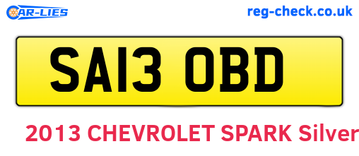 SA13OBD are the vehicle registration plates.