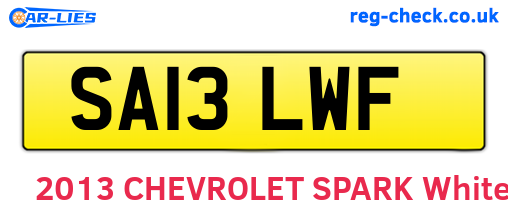 SA13LWF are the vehicle registration plates.