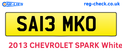 SA13MKO are the vehicle registration plates.