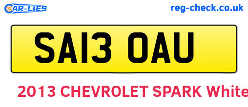 SA13OAU are the vehicle registration plates.