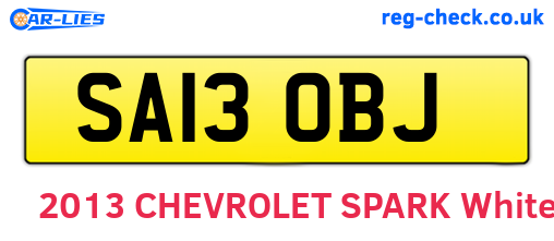 SA13OBJ are the vehicle registration plates.