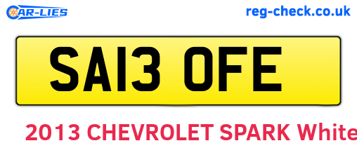 SA13OFE are the vehicle registration plates.