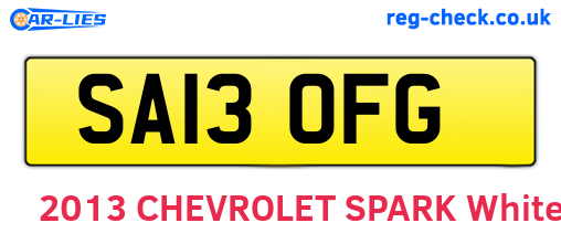 SA13OFG are the vehicle registration plates.