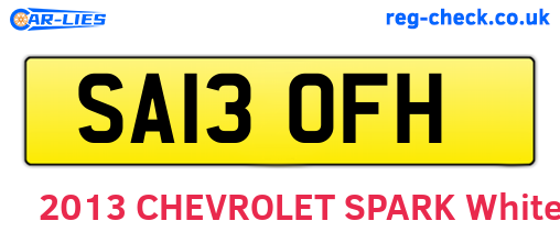 SA13OFH are the vehicle registration plates.