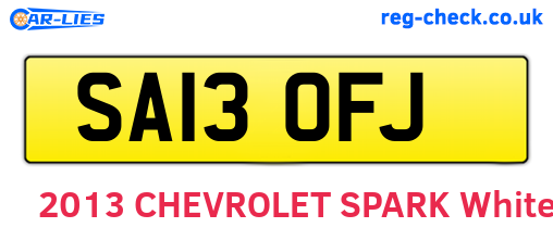 SA13OFJ are the vehicle registration plates.