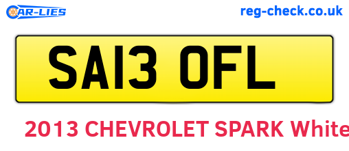 SA13OFL are the vehicle registration plates.