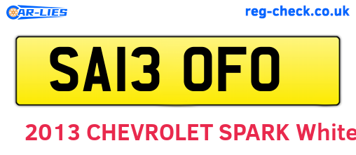 SA13OFO are the vehicle registration plates.