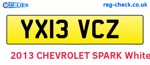 YX13VCZ are the vehicle registration plates.