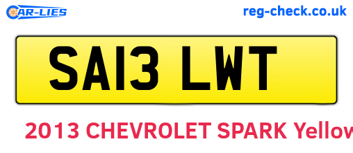 SA13LWT are the vehicle registration plates.