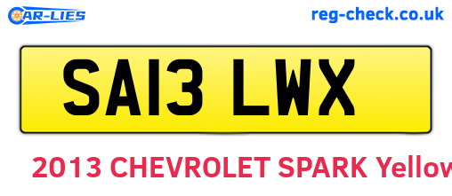 SA13LWX are the vehicle registration plates.