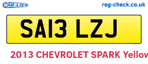 SA13LZJ are the vehicle registration plates.
