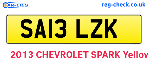 SA13LZK are the vehicle registration plates.