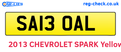 SA13OAL are the vehicle registration plates.