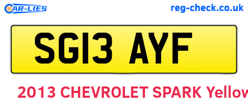 SG13AYF are the vehicle registration plates.
