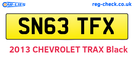 SN63TFX are the vehicle registration plates.