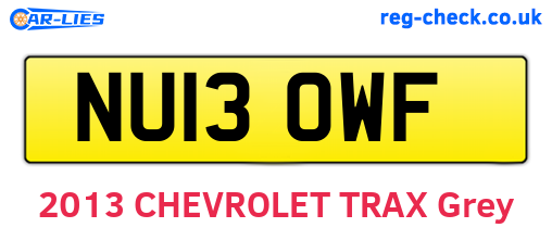 NU13OWF are the vehicle registration plates.