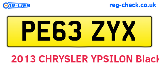 PE63ZYX are the vehicle registration plates.