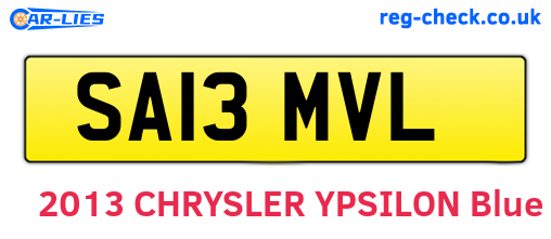 SA13MVL are the vehicle registration plates.