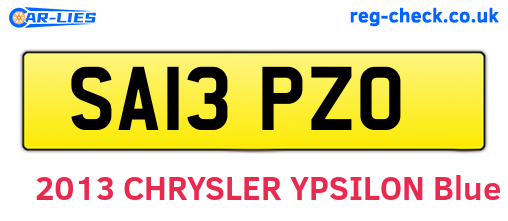 SA13PZO are the vehicle registration plates.