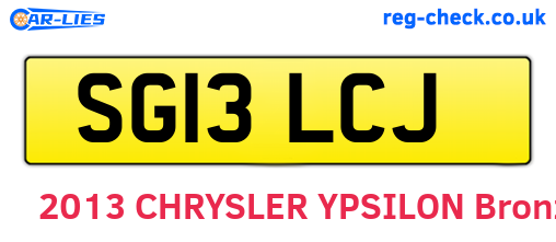 SG13LCJ are the vehicle registration plates.