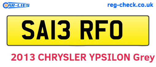 SA13RFO are the vehicle registration plates.
