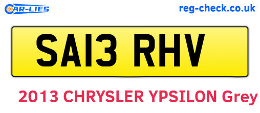 SA13RHV are the vehicle registration plates.