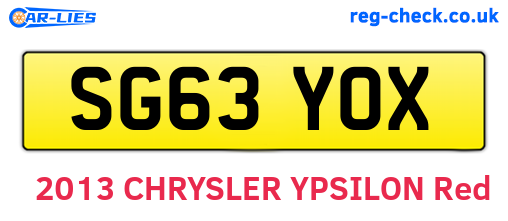 SG63YOX are the vehicle registration plates.