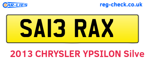 SA13RAX are the vehicle registration plates.