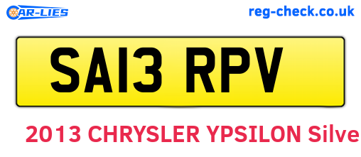 SA13RPV are the vehicle registration plates.