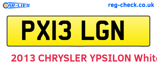 PX13LGN are the vehicle registration plates.