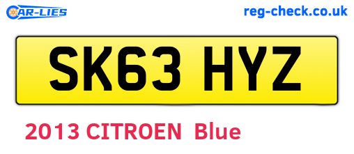 SK63HYZ are the vehicle registration plates.
