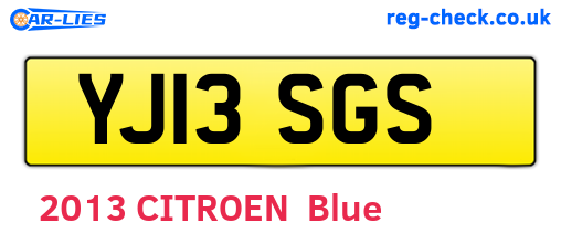 YJ13SGS are the vehicle registration plates.